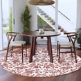 thumbnail image 4 of 6ft Round Rug, Red Boho Flower Non-Skid Rubber Backing Large Area Rugs - Living Room Bedroom Home Office, Vintage Paisley Farmhouse Pattern Indoor Floor Mat Carpets Washable Rug, 4 of 9