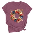 thumbnail image 2 of Mifsaly 4Th of July Independence Day T-Shirt Women Floral Wreath American Flag Patriotic Tees Crewneck Short Sleeve Cotton Top S, 2 of 7