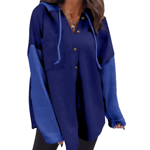 Sudadera SHEWIN Oversized para mujer, holgada, con capucha, azul marino