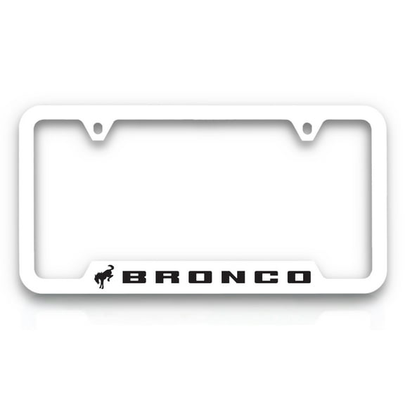 Ford Bronco Horse White Plastic License Plate Frame Tag Holder