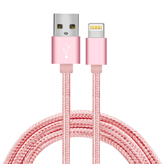 epacks Charger 10FT Charging Cable Cord Nylon Braided USB Data Sync Charge Compatible for iPhone X/ 8/8 Plus/ 7/7 Plus/ 6 / 6S/6 Plus/5S/SE/Mini/Air/Pro Cases, Pink