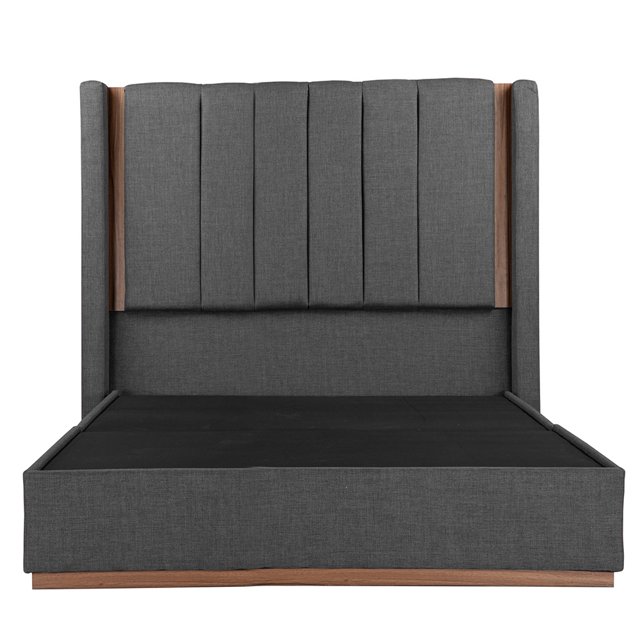 Cabecera Queen Size Linz + Base Cama Gris Oscuro