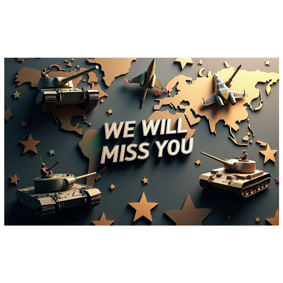 LUUFILx Military Themed Background Banner with Planes Tanks and Soldiers We Will Miss You Text Party Decorations Farewell Party Photography Props Veterans Event Military Celebration