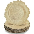 thumbnail image 1 of Lot de 12 Assiettes de Charge Dorées, Assiettes Rondes en Plastique de 12,7 Pouces pour Récif avec Motif de Récif de Flore pour Décoration de Mariage, Souper et Fête, 1 of 7