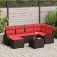 thumbnail image 1 of vidaXL Ensemble de Canapé de Jardin 7 Pcs avec Coussins en Rotin Poly Brun, 1 of 4