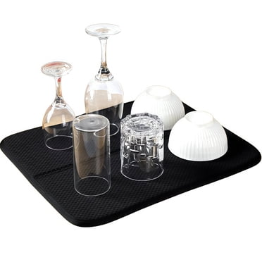 Large Ultra Absorbent Dish Drying Mat 17.71''X15.74'' Bexikou 1 Pack Black Kitchen Counter Drainer Pad