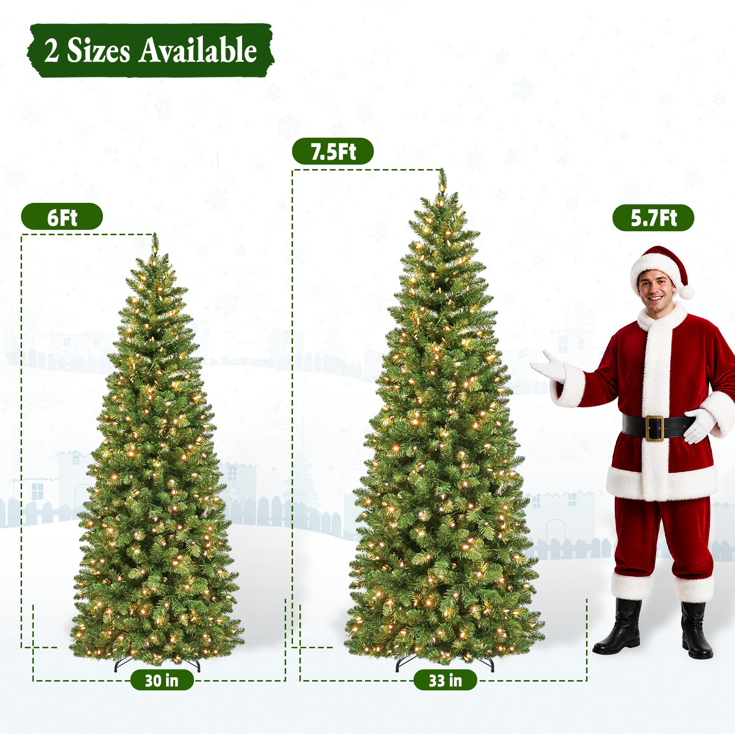 Vivatrees 7.5ft Slim Pre-Lit Artificial Christmas Tree photo 6