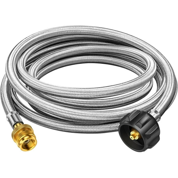 G Need 12ft to 20lb Propane Hose Adapter with Gauge, 20lb to 1lb Propane Tank Adapter, Propane Tank Hose, Propane BBQ Hose Compatible with L