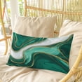 thumbnail image 4 of Teal Marble Pillow Covers, Linen Long Throw Pillow Case, Modern Ombre Gold White Abstract Fluid Art Holiday Pillow Protector Decorative Cushion Cover for Living Room/Bedroom 24" x 36", 4 of 8
