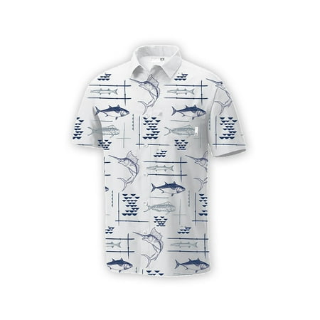 Mens Performance Short Sleeve Button Up Quick Dry Shirt 50+ UPF Fishing Shirt White Size: 4X Momentum Comfort Gear