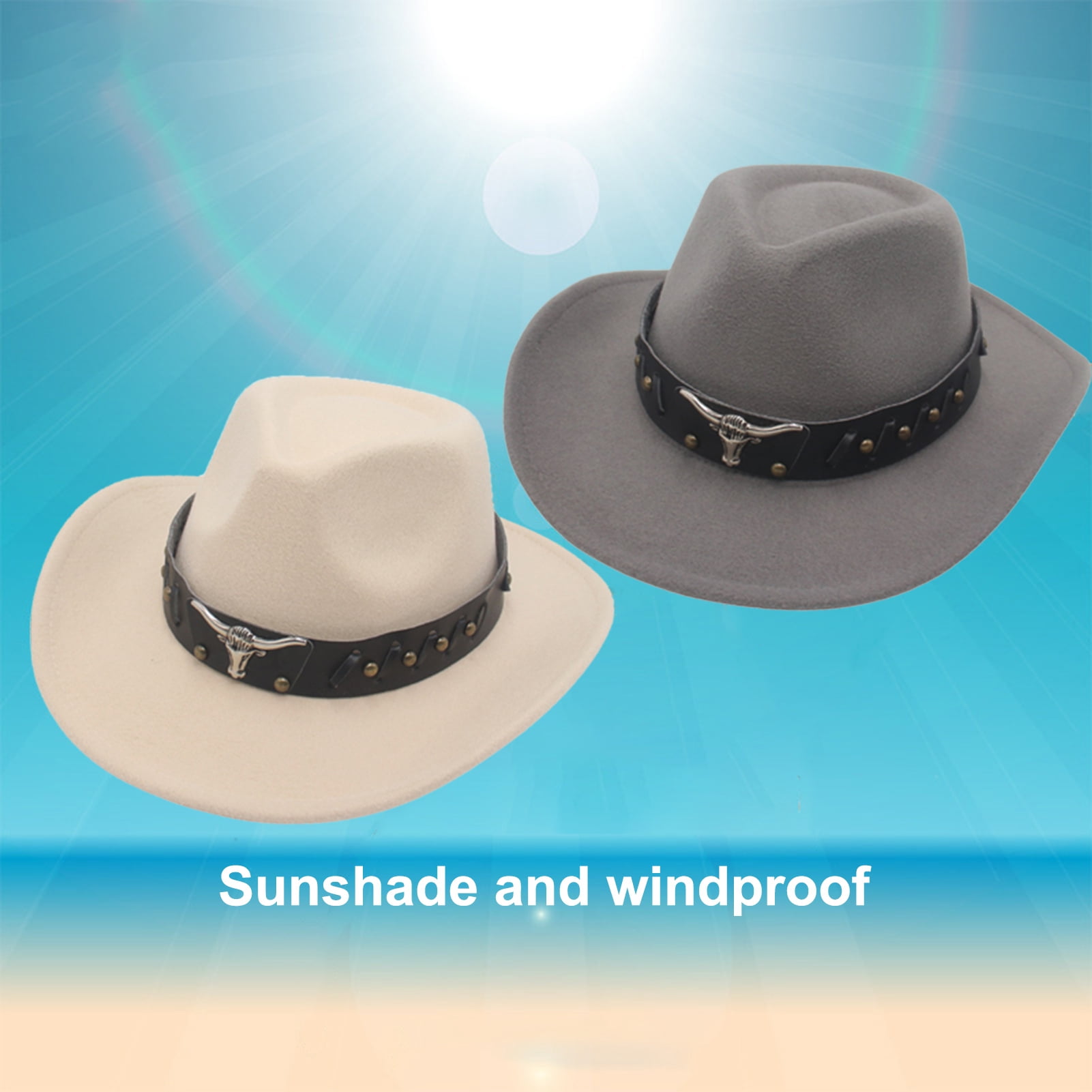 Bobasndm Women Men Classic Felt Wide Brim Western Cowboy  display picture 1
