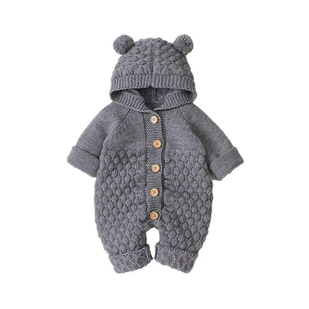 Lolmot Newborn Baby Girls Boys Winter Warm Coat Knit Outwear Hooded Jumpsuit