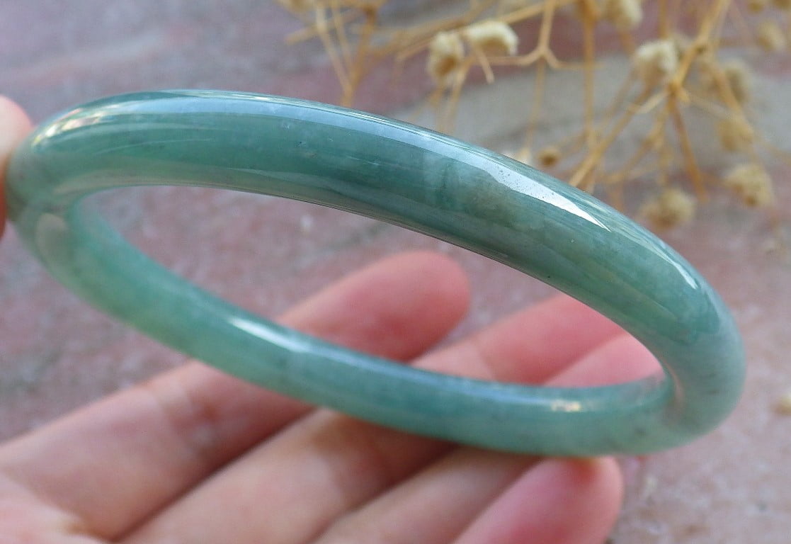 Icy Green Natural A JADE Jadeite Circle Bangle Bracelet 58 mm 683887 TN