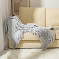 thumbnail image 4 of Wovilon Blanket Soft Knitted Blanket Fringed Blanket Sofa Blanket Sleeping Blanket 176x127cm, 4 of 4