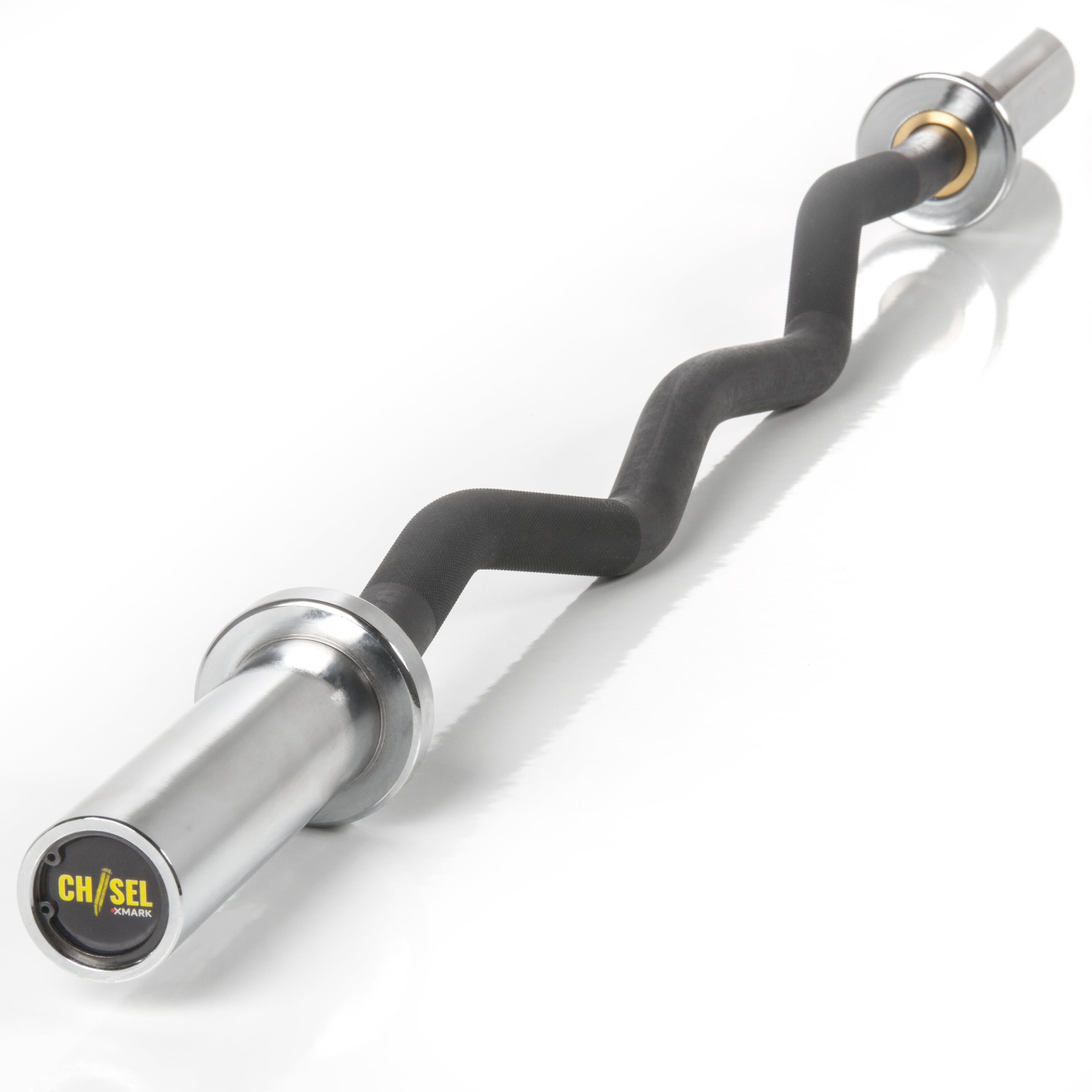 XMARK CHISEL Olympic EZ Curl Bar with 4 Needle Bearings, Chrome with Black Manganese Phosphate Shaft