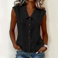 thumbnail image 2 of Htigea Womens Button Down Tank Tops Eyelet Sleeveless Collared T-Shirts Summer Casual Trendy Vacation Tanks Black XL, 2 of 6