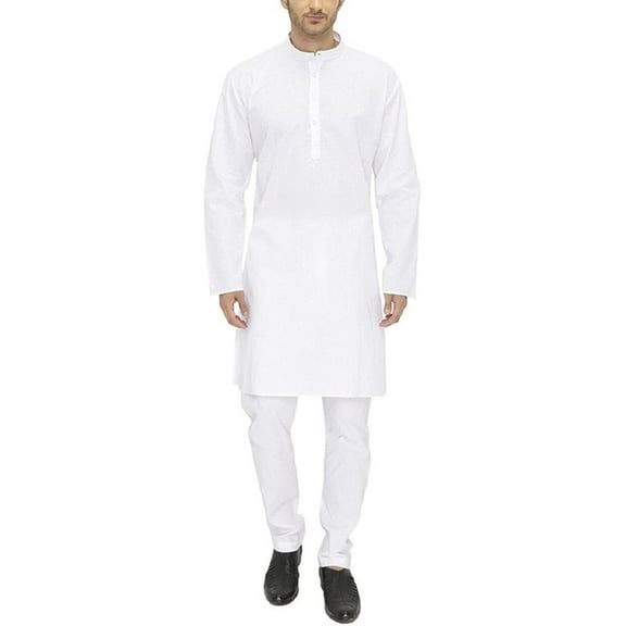 Royal Kurta Men's White Cotton Kurta Pyjama Set