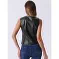 thumbnail image 4 of DARING DIVA Women's Faux Leather Waistcoat V Neck Sleeveless Zipper Vest XS Black, 4 of 6
