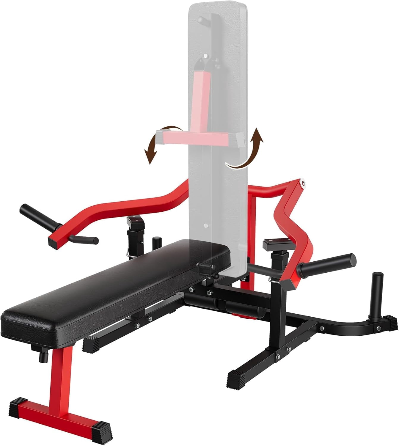 Lumiparty Chest Press Weight Bench Adjustable, Foldable, 850 lb Capacity, Black and Red