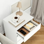 Homfa White Nightstand with 3 Drawers Set of 2, Sofa Table for Living Room, Modern Wooden Storage Cabinet for Bedroom