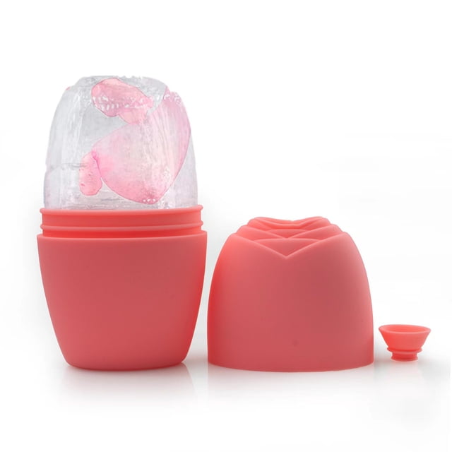 Molde de hielo reutilizable para cara, hielo para cara para apretar la piel, soporte de hielo de silicona para cara, regalo para el cuidado de la piel de glaseado para mujeres (rosa)