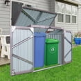 thumbnail image 4 of Metal Outdoor Garbage Bin Shed for 2 Trash Cans WIth Sloped Roof Gray, 4 of 7