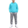 thumbnail image 2 of BXJX Boys Outfit Sets Size 8, Sports Long Sleeve Casual 2 Piece Hoodies and Joggers Sets with Pockets Light Blue, 2 of 6