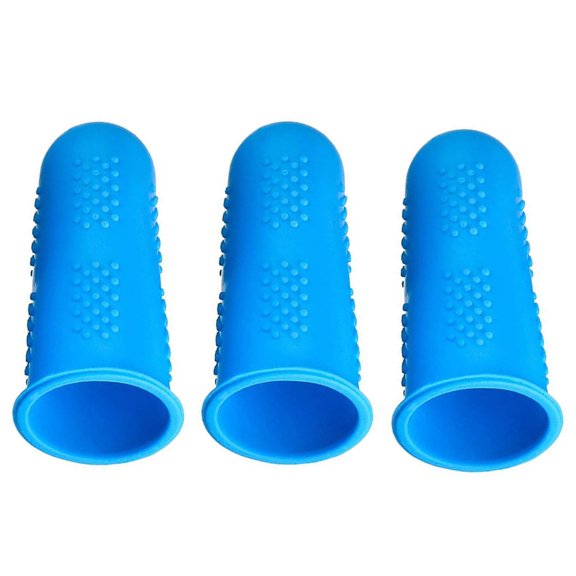 3 Pcs Silicone Finger Protectors, Dia 22mm Finger Covers, Durable Rubber Finger Protectors, Non-Slip Anti Scald Cut-Proof Finger Cots for Finger Tips, Finger Sleeves for Kitchen Gardening, Blue L