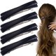 thumbnail image 1 of STSTR 4 pasadores franceses para el pelo para mujer de 2,56 pulgadas, pequeño clip de pelo de concha de tortuga, curvado, brillante, fino, accesorios para el cabello plano para mujer (negro), 1 of 1