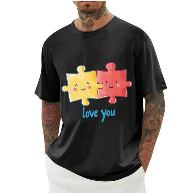 Camisas de Manga Larga para Hombres Imprimir Casual Cuello Redondo Blusa de Manga Corta, Camisas de Lino para Hombres