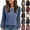 Blue, variant on Simua Tops for Women Patchwork Long Sleeve Ribbed Blouses Crewneck Solid Color Shirts Lace Sweaters