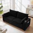 thumbnail image 2 of 78" Corduroy Sofa,3 Seater Sofa with Extra Deep Seats,Modern Upholstered Couch with USB,Cup Holders & Side Pocket,2 Pillows for Living Room,Black, 2 of 8