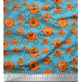 thumbnail image 1 of Soimoi Blue Cotton Voile Fabric Pumpkin Cart Nursery Themes Print Fabric by the Yard 42 Inch Wide, 1 of 3