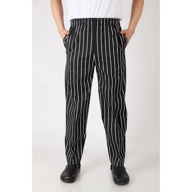 Striped Chef Work Pants Plus Fat Elastic Pants Zebra Pants Restaurant Hotel Canteen Overalls Restaurant Kitchen FWZ