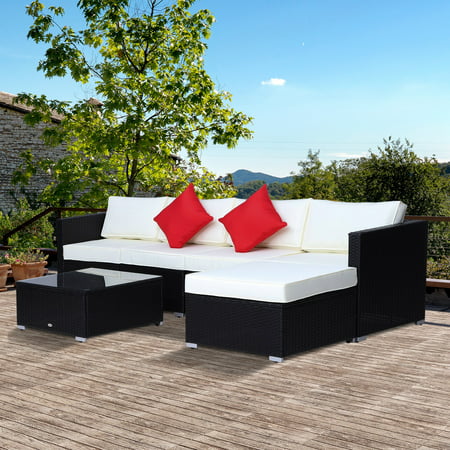 6 Piece Outdoor Patio Rattan Wicker Garden Furniture Set Sofa Coffee