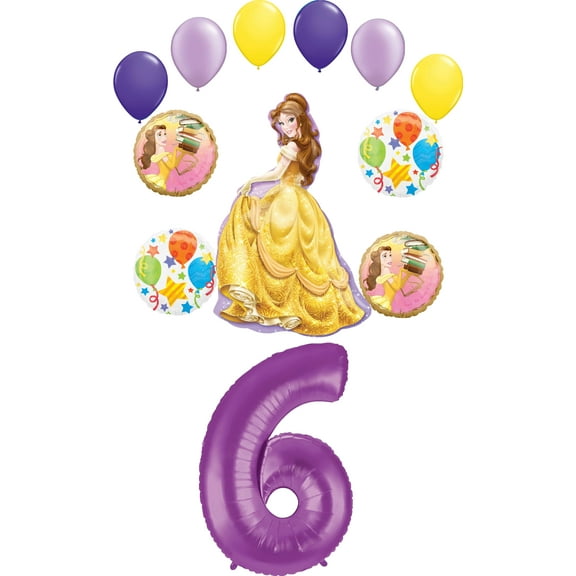 Beauty and The Beast Party Supplies Princess Belle 6th Birthday Balloon Bouquet Decorations