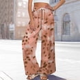 thumbnail image 6 of TRUBKH boho pants for women High Waist Wide Leg Pants Floral Solid Long Palazzo Pants Womens Summer Casual High Waist Pant 2025 Beach Vacation Outfits track pants women linen pants for women Gold XL, 6 of 7