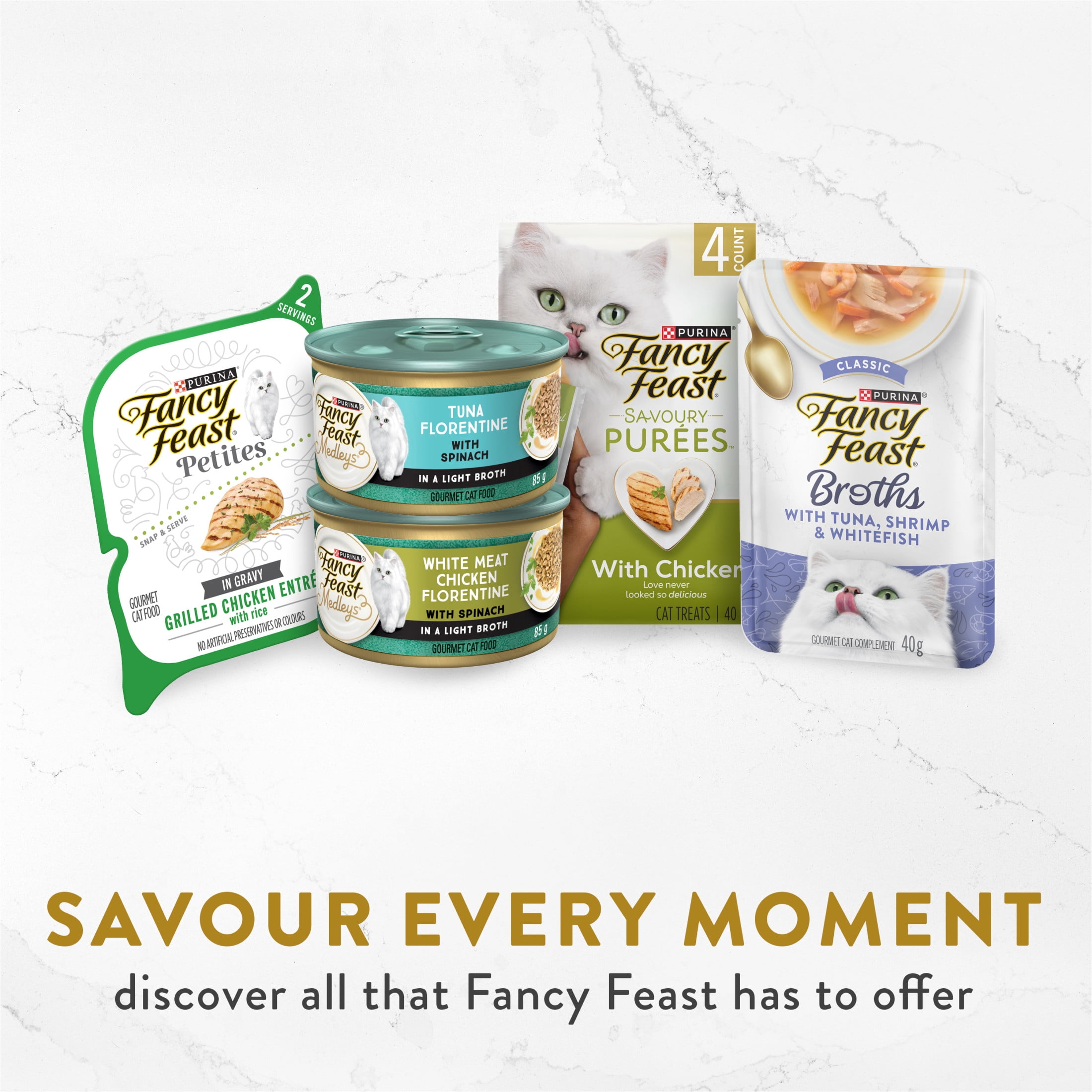 Purina Fancy Feast Broths Classic Collection 6C Variety pack, Cat Treats, 40g x 6