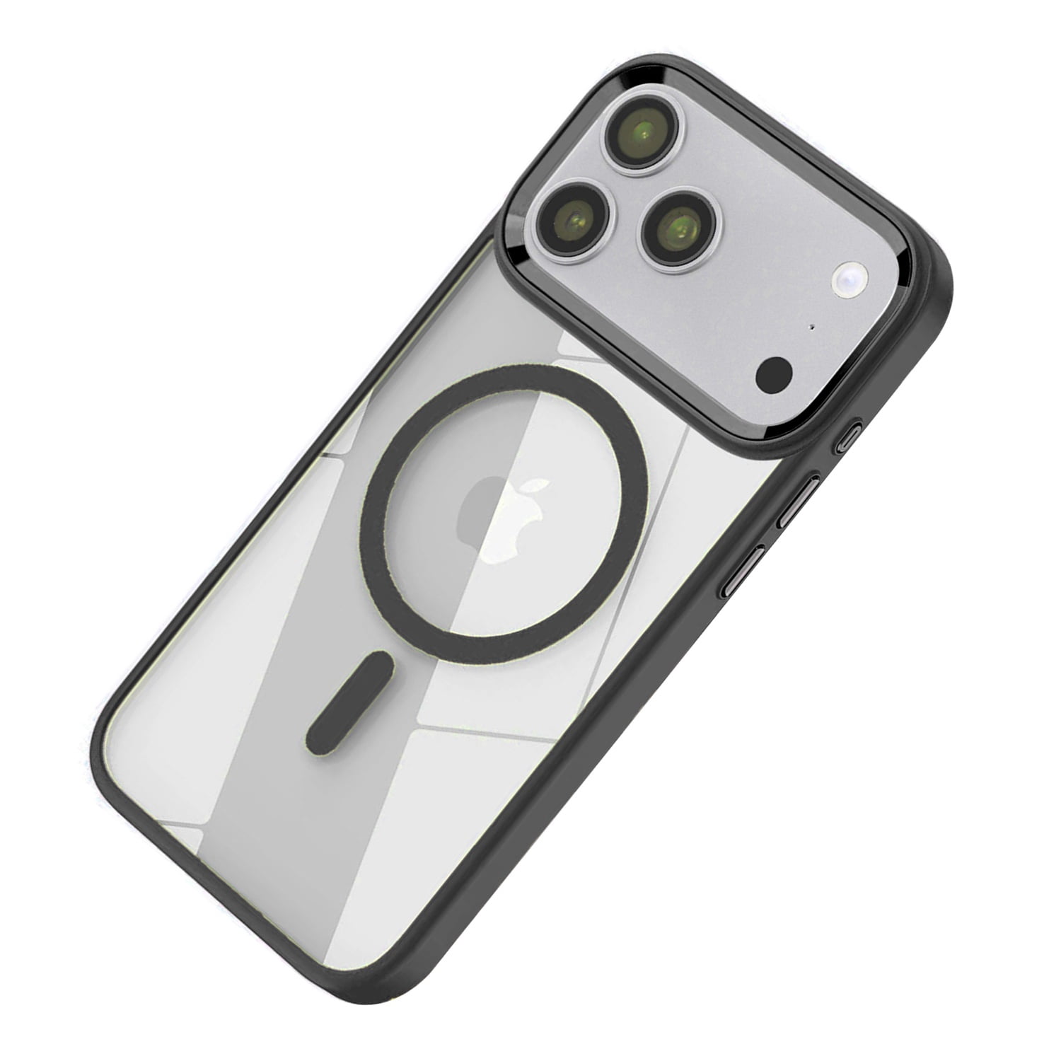 Glossy Transparent Magnetic Protective Case for iPhone 17 Pro Max - Black