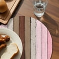 thumbnail image 3 of Pink Wood Grain Round 13 Inch Placemats Set of 8, Brown Vintage Mottled Country Stripes HeatResistant Non Slip Place Mats for Dining Table, Wipeable Braided Kitchen Table Mats for Housewarming, 3 of 9
