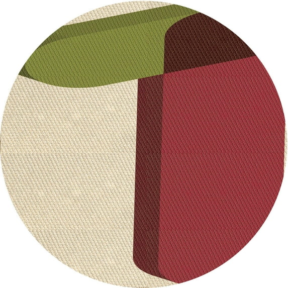 Ahgly Company Indoor Round Patterned Chilli Pepper Red Area Rugs, 7' Round
