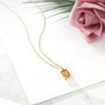 thumbnail image 4 of Gem Stone King 18K Yellow Gold Plated Silver Yellow Citrine and White Diamond Pendant Necklace for Women | 2.36 Cttw | Gemstone November Birthstone | Emerald Cut 9X7MM | With 18 inch Silver Chain, 4 of 4