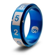 CritSuccess d10 Dice Ring with 10 Sided Die Spinner (Size 7 - Stainless Steel - Blue)