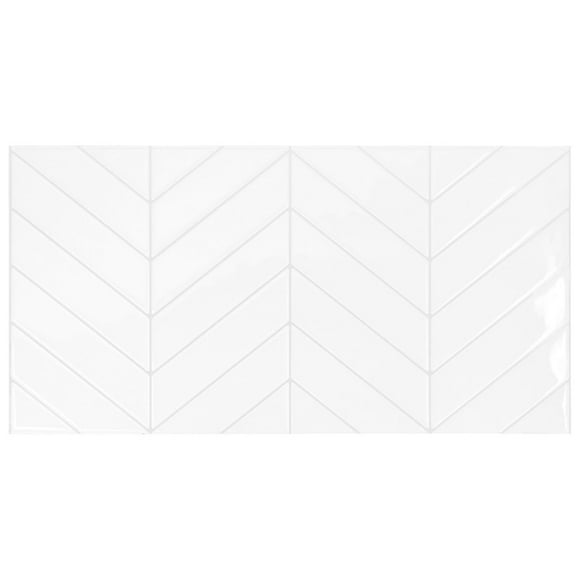 Smart Tiles Dosseret Autocollant à Peler et Coller, 5 Carreaux Adhésifs, Chevron TG Blanc,
