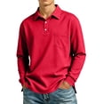 thumbnail image 3 of Trgacdwlo Polo Shirts for Men Breathable Mens Long Sleeve Shirts Summer Fall Moisture Wicking Mens Golf Polo Shirt with Pocket Red XL, 3 of 10