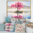 thumbnail image 2 of Designart 'Oriental Cherry Pink Tree Sakura On The Lake' Lake House Framed Canvas Wall Art Print, 2 of 5