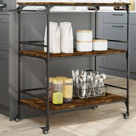 vidaXL Kitchen Trolley Black 39.6 x19.7 x41.3 Engineered Wood