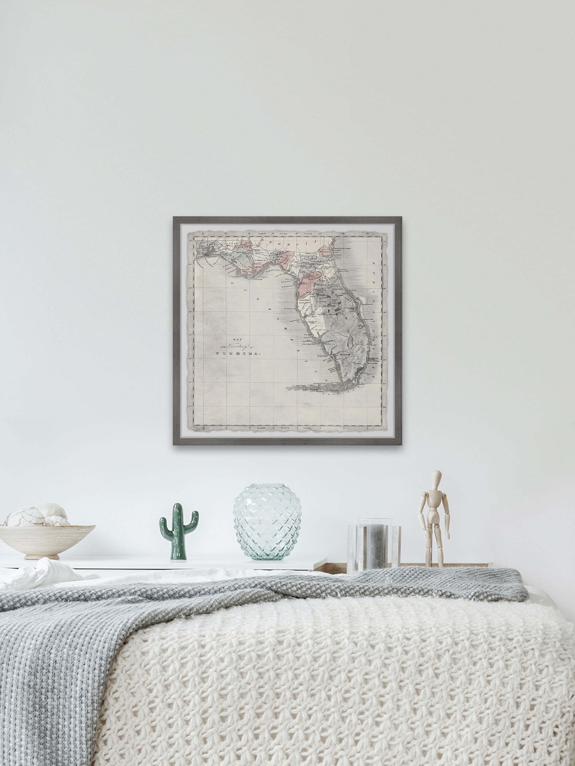 Marmont Hill Vintage Map of Florida Framed Wall Art