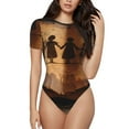thumbnail image 1 of Lsque Vintage Livre d'Histoire Familiale Justaucorps à Manches Courtes Col Rond pour Femmes T-Shirts Basiques Hauts Grenouillère Adulte Mignon Pyjama-TTTG, 1 of 7