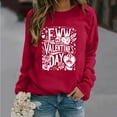 thumbnail image 2 of Gibobby Sudadera con forro polar Mujer Sudadera con estampado de inglesas para el día de San Valentín para mujer, camisa de amor, de manga larga para el día de San Valentín (Vino, XXL), 2 of 4